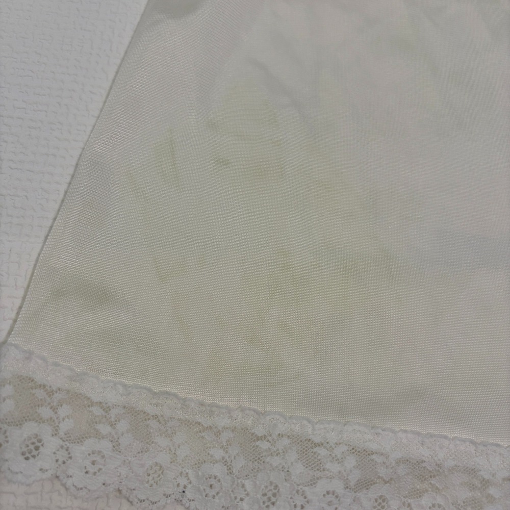 Vintage Coquette Full Slip Lace Trim Antron III Ballet Nylon Bridal Ivory - Picture 12 of 12